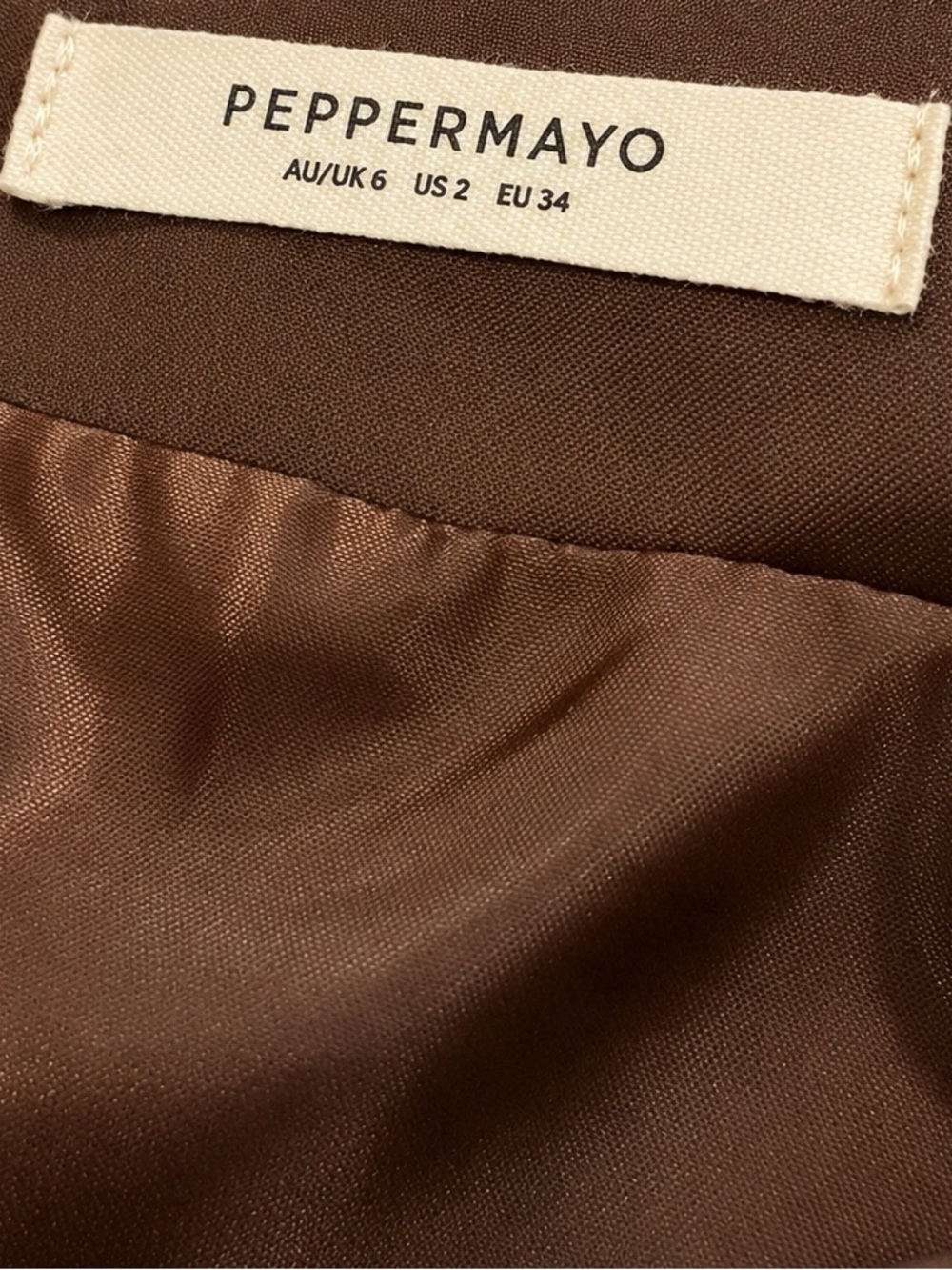 Peppermayo Brown Satin Button Front Top - Picture 4 of 4